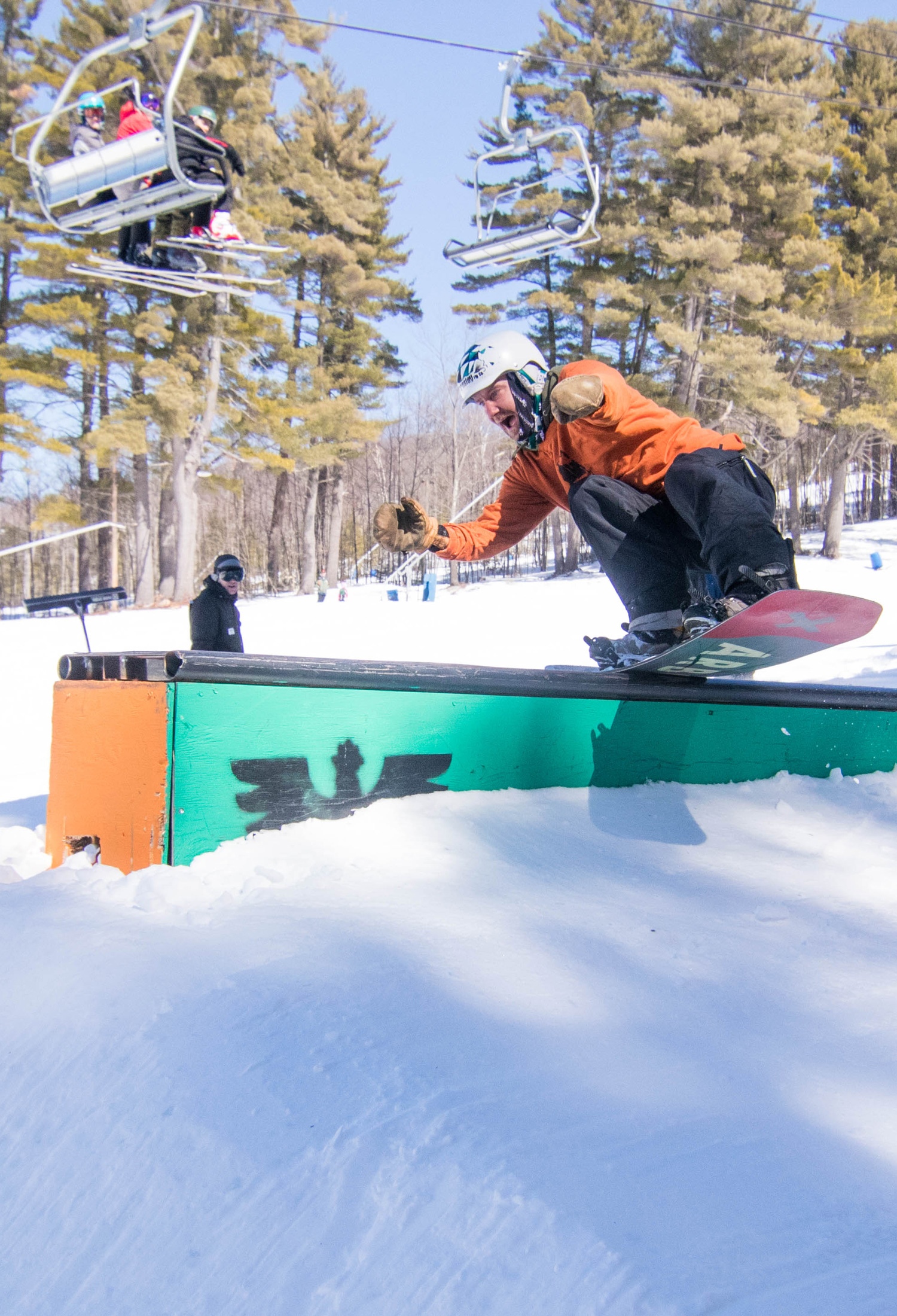 Snowboarder in terrain park