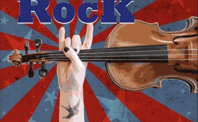 Classic Rock banner with violin and arm with tattoo