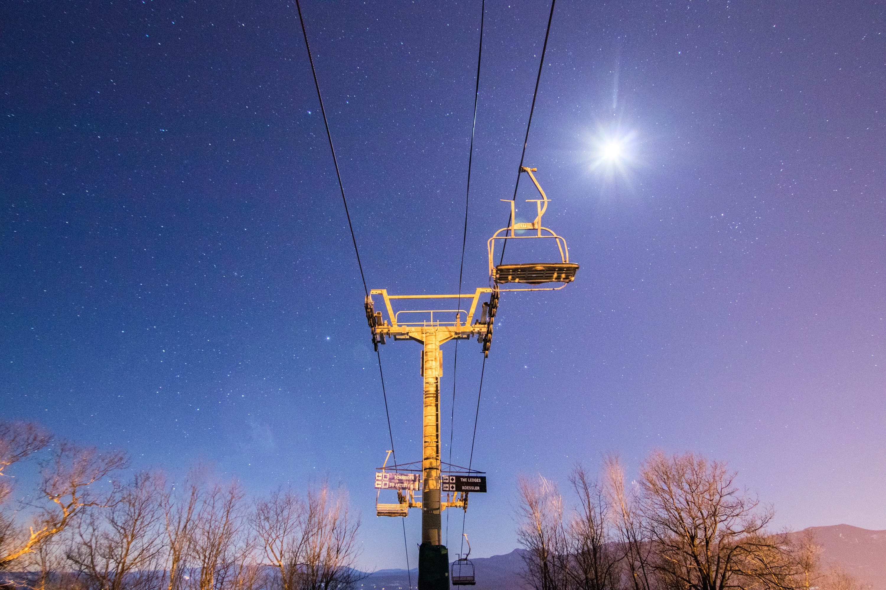 Chairlift in moonlight